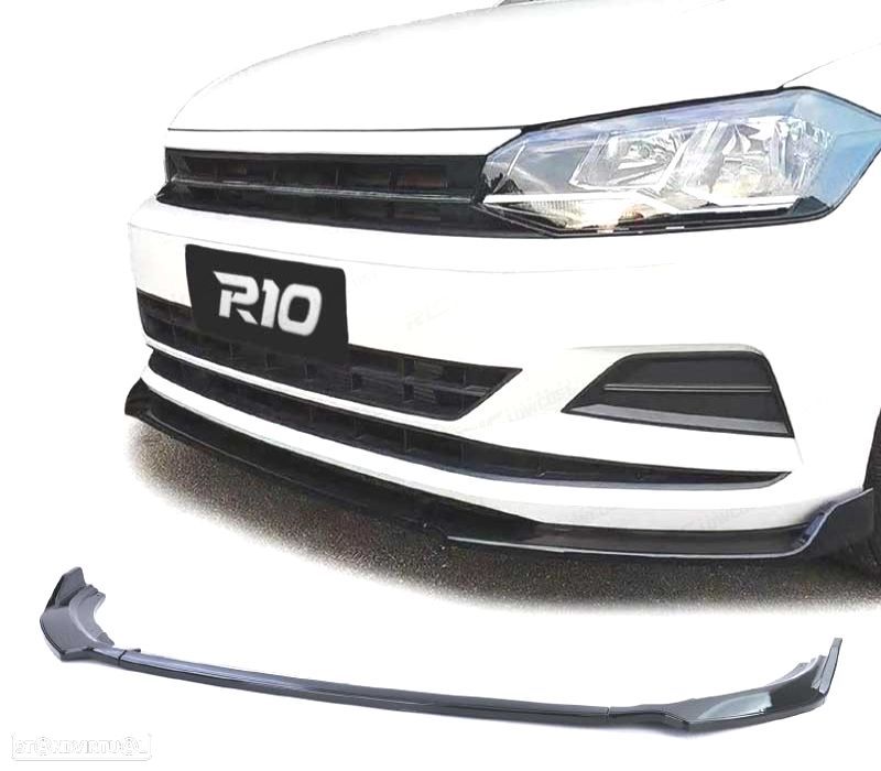 SPOILER LIP FRONTAL VOLKSWAGEN VW POLO 6 2G AW 17- PRETO BRILHANTE - 1