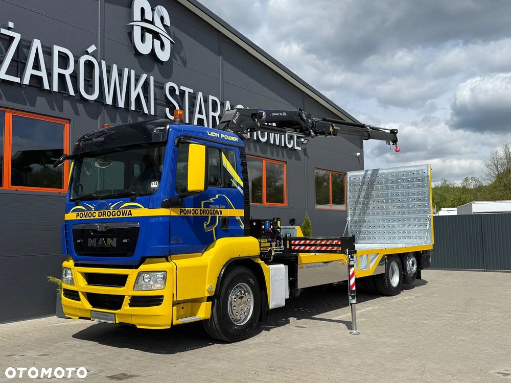 MAN TGS TGX 26.360 E5 laweta uniwersalna 9,36m + Dźwig HDS HMF 1420 K2 / platforma do przewozu kontenerów / pomoc drogowa / platforma / kran krane dzwig hds żuraw - 21