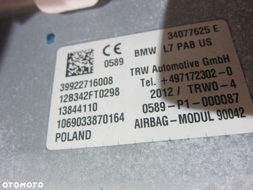 BMW F30 F32 DESKA ROZDZIELCZA KONSOLA AIRBAG USA - 7