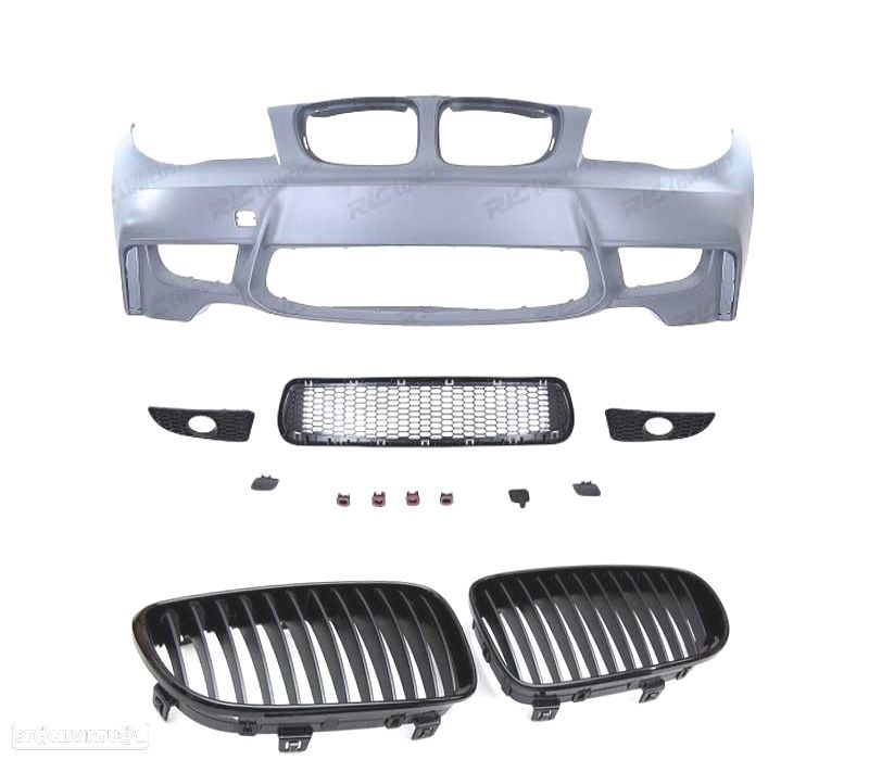 PARA-CHOQUES FRONTAL BMW E81 E87 04-11 LOOK 1M + GRELHAS FRONTAIS 1M PRETO BRILHANTE - 2