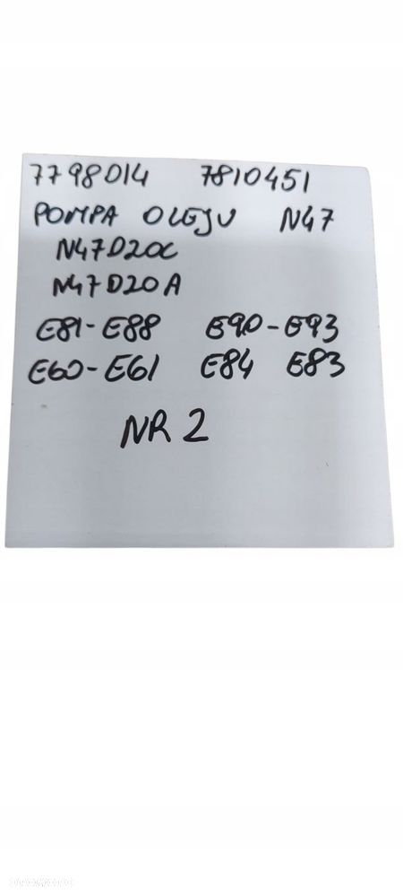Bmw E87 E81 E90 E92 E93 E60 E84 E83 Lci Pompa Oleju N47 N47D20A 7798014 Nr2 - 10