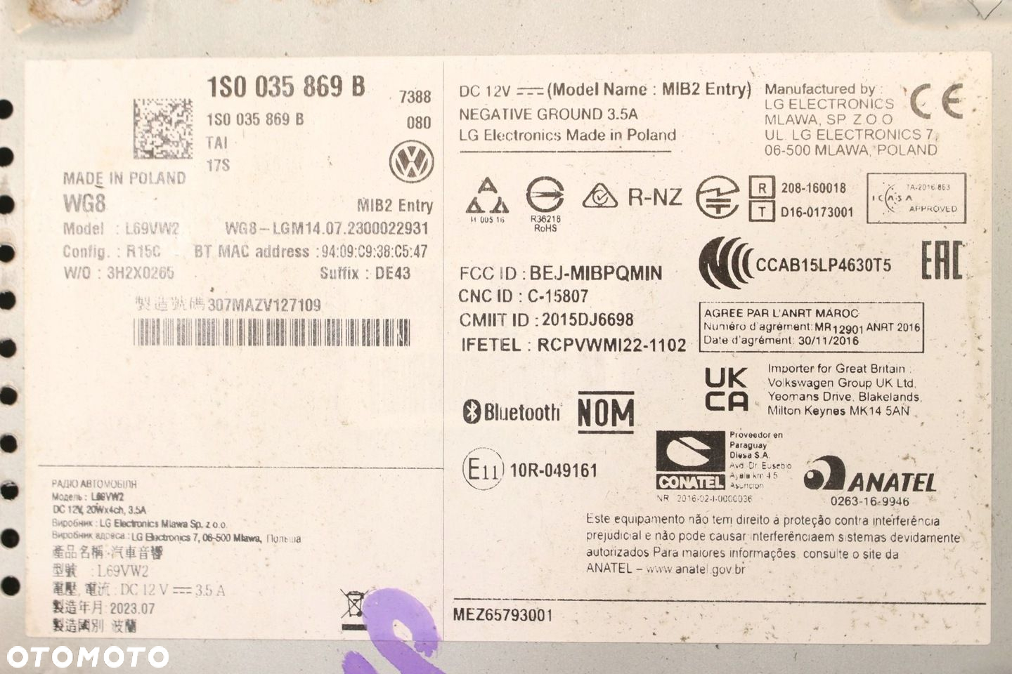 Radio Oryginalne 1S0035869B VW UP e-UP Lift 23r. EU - 7