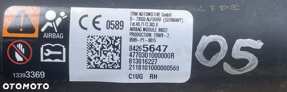 O5 BUICK ENCLAVE II 2017 - KURTYNA POWIETRZNA AIRBAG  PRAWA 84265647 - 4