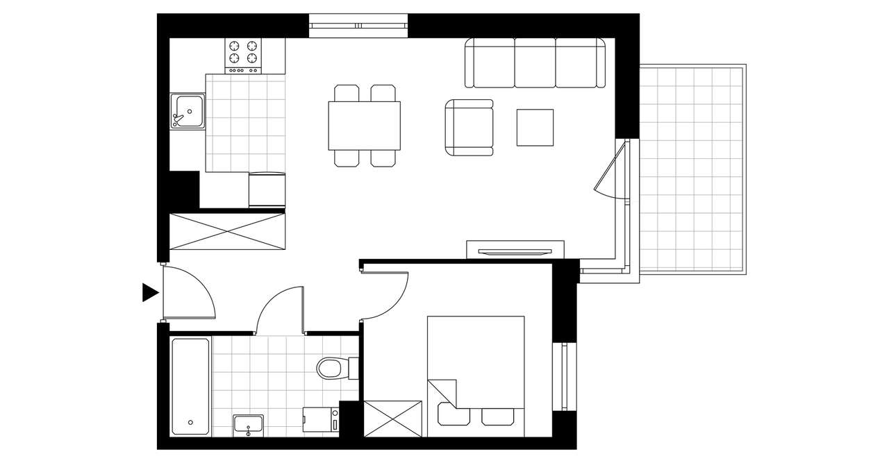 2-pokojowe mieszkanie 42m2 + balkon - Pełny obrazek: 4/11