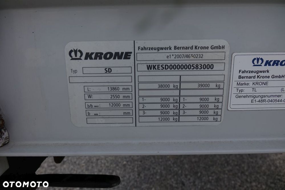 Krone SD / FIRANKA / STANDRAD / OSIE BPW / NOWE PLANDEKI / KOSZ NA KOŁO ZAPASOWE - 29