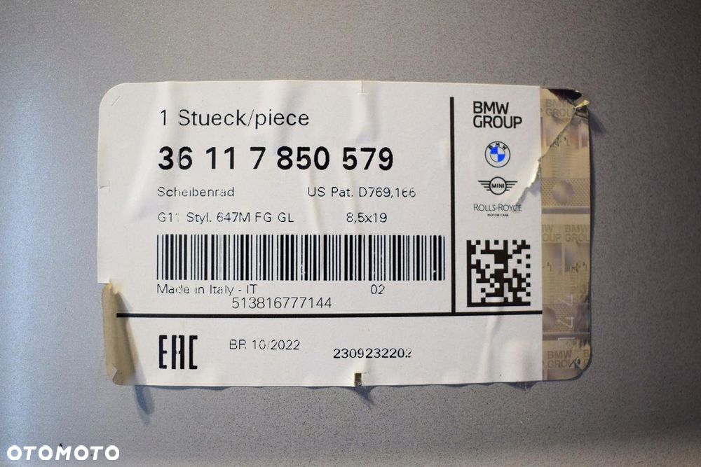 BMW 19 ,,M-PAKIET 7 G11 G12 6 G32 WZ 647M Przód Oryginał Nowa - 4