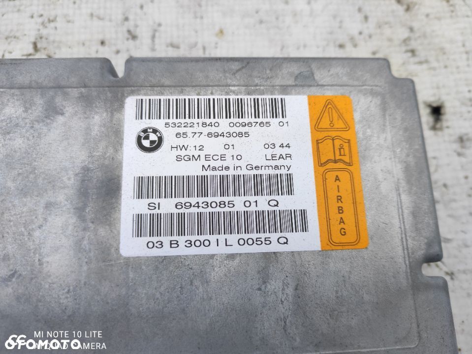 BMW E60 E61 Moduł Sterownik Poduszek Powietrznych Airbag 6943085 - 3