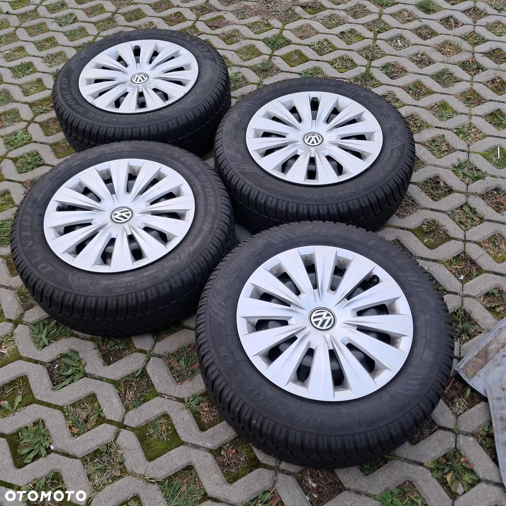 Koła zimowe opony Golf 5g VII polo caddy felgi+opony+kołpaki komplet 195/65/15 195/65R15 dunlop