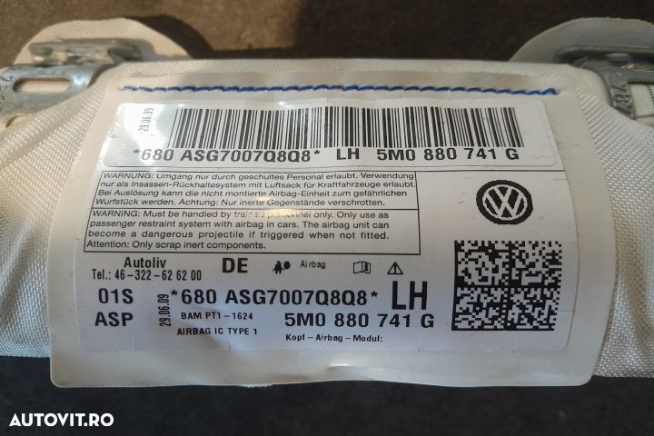 Airbag cortina stanga 5M0880741G 5M0880741G Volkswagen VW Golf 5 [200 - 2