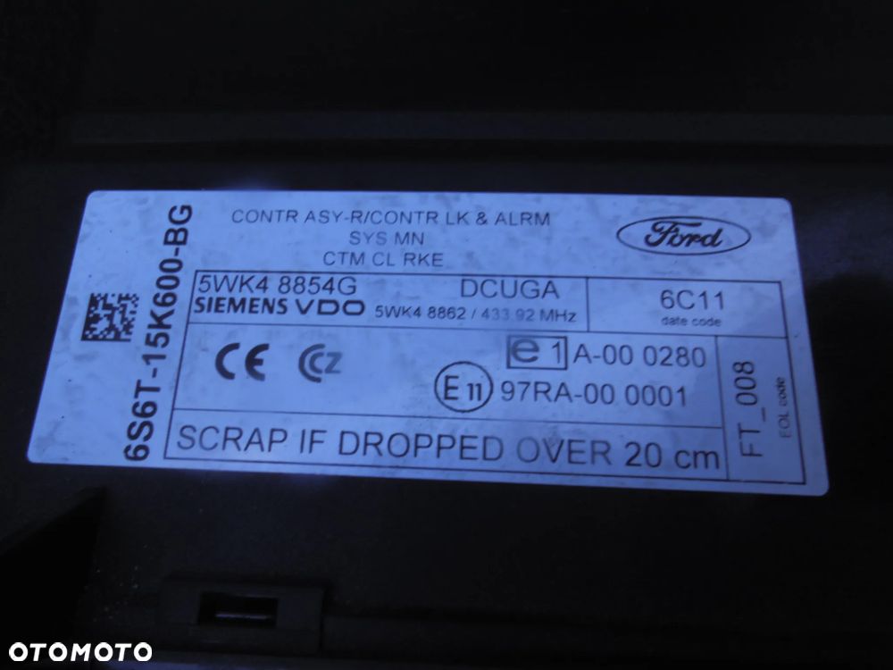 Komputer 7S61-12A650-BA 5WS40432A Ford 1.4TDCI FUSION LIFT EUROPA ZESTAW STARTOWY - 3