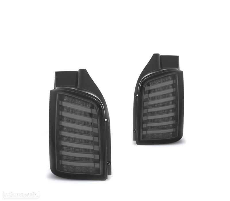 FAROLINS TRASEIROS PARA VOLKSWAGEN VW T5 1P 03-09 LED FUNDO PRETO FUMADO - 1
