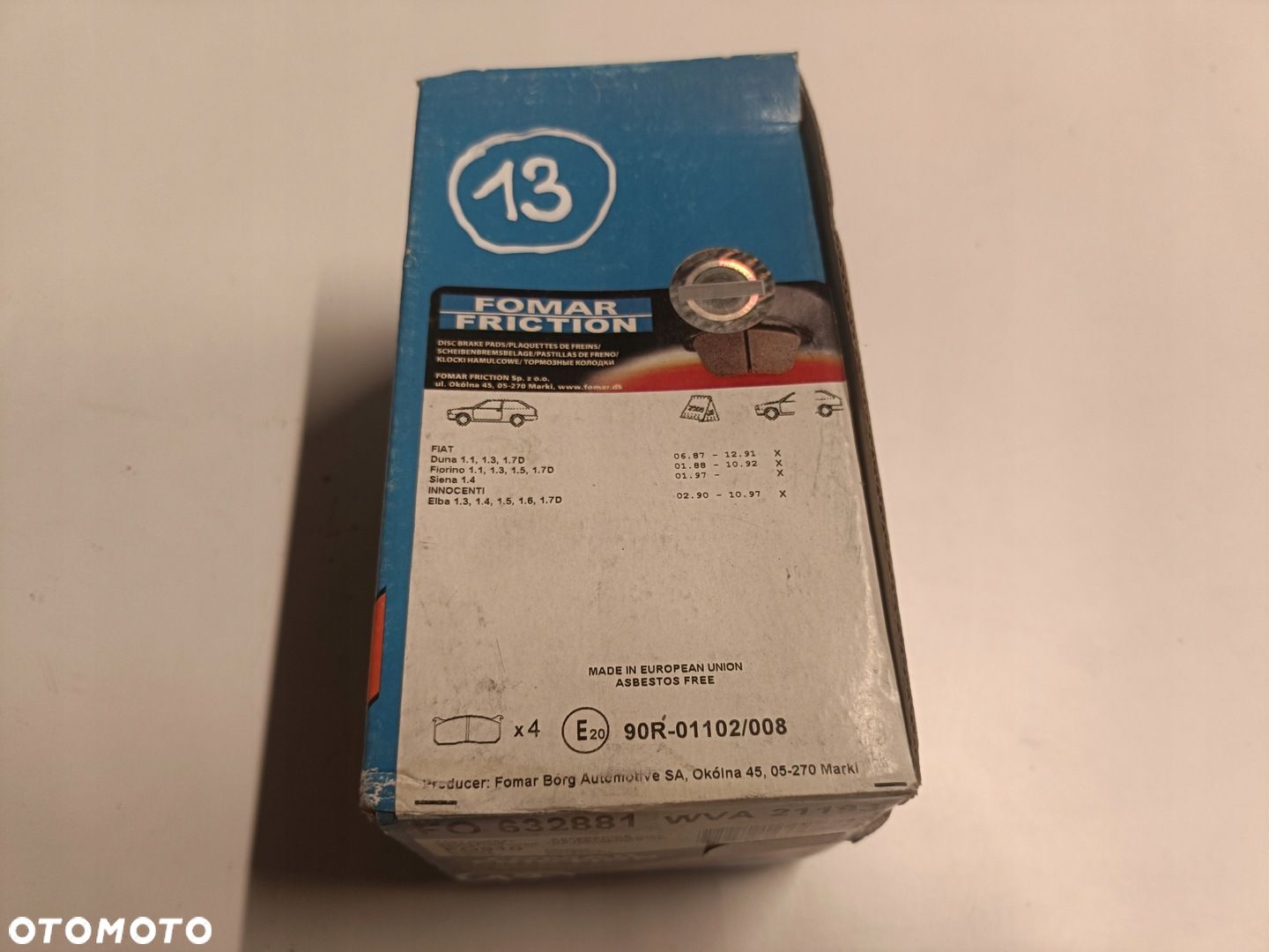 Fiat Siena PRZEDNIE KLOCKI HAMULCOWE przód 632881 - 1