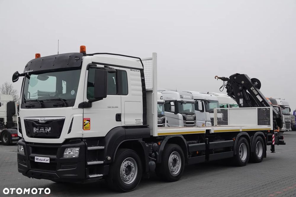 MAN MAN TGS 35.480 / 8x4 / HDS HIAB 288 EP-5 wysów : 12.7 M / SKRZYNIOWY - 7,4 M / UDŹWIG : 9400 KG / EURO 6 / STEROWANIE RADIOWE - 5