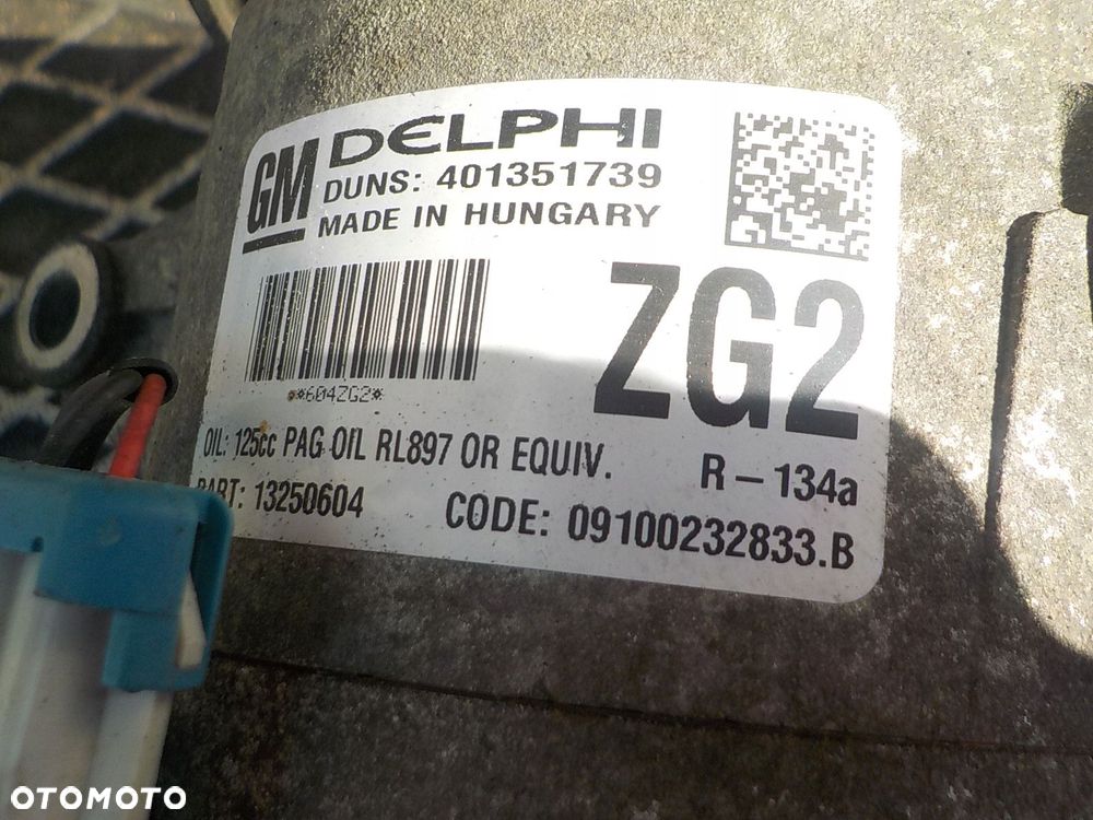 OPEL ASTRA J SPRĘŻARKA POMPA KLIMATYZACJI 13250604 ZG2 - 2