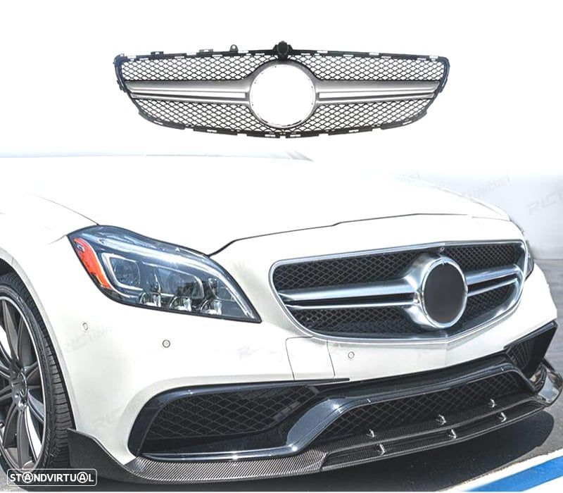 GRELHA FRONTAL MERCEDES CLS C218 W218 X218 14-18 LOOK AMG CROMADO - 1
