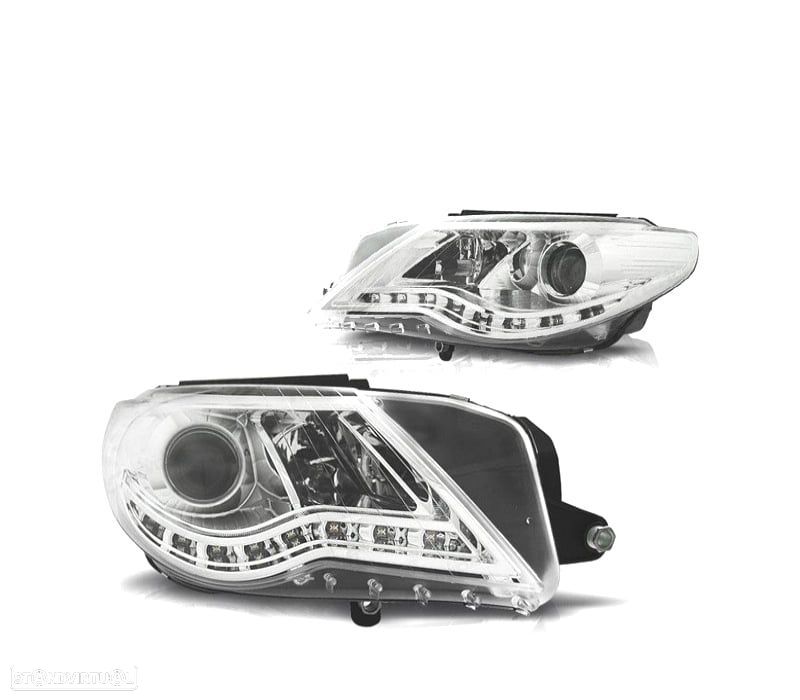 FAROIS FRONTAIS PARA VOLKSWAGEN VW PASSAT CC 08-12 LUZ DIURNA FUNDO CROMADO - 1