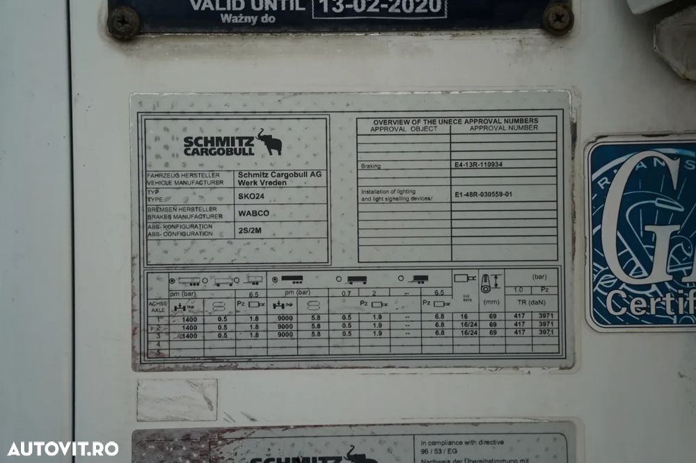 Schmitz Cargobull REFRIGERAT / THERMO KING SLX 200 / ELEVATOR CU CÂRLIG / COȘ PENTRU PALEȚI / - 30