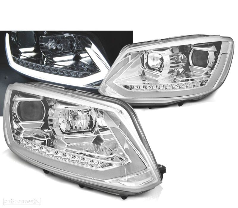 CONJUNTO DE FARÓIS VW TOURAN II 10-15 TRU DRL COM INDICADORES LEDS DINÂMICOS CRISTAL - 1