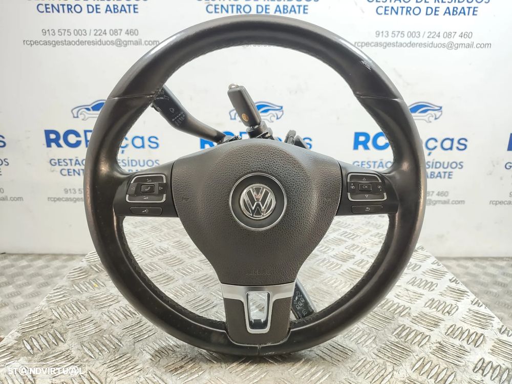 Volante Completo Pele Comandos Multifunções Volkswagen Golf VI 6 2009 a 2013
