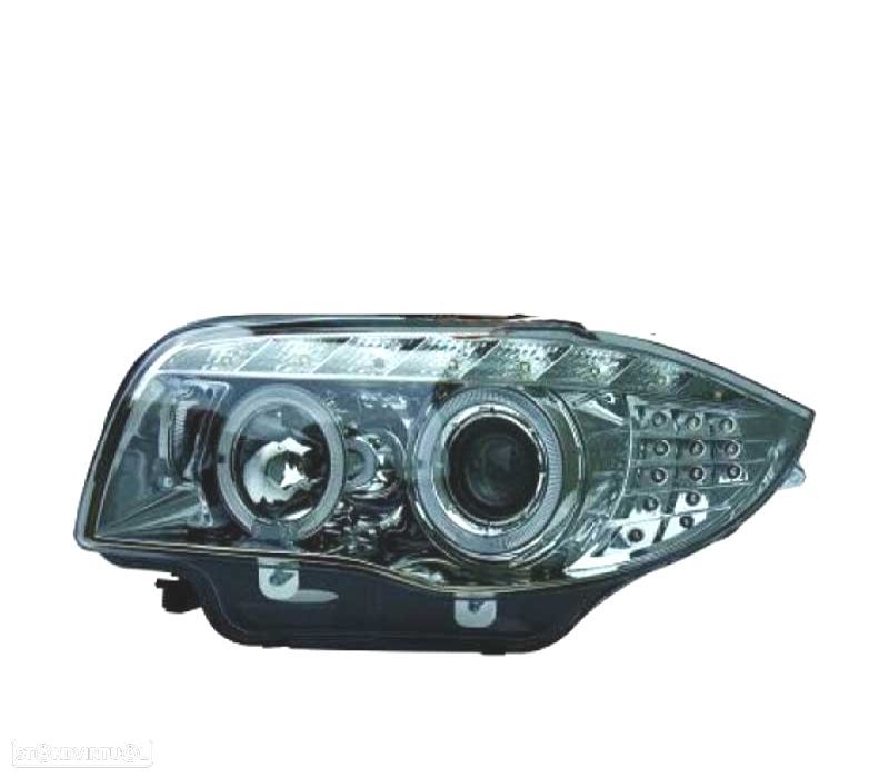 FARÓIS BMW E81 E87 E82 E88 OLHOS DE ANJO LUZ DIURNA FUNDO CROMADO - 2