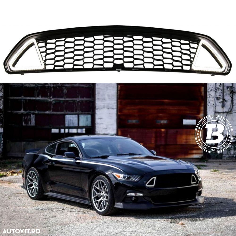 Grila Centrala cu LED compatibila cu Ford Mustang Mk6 VI RTR Design - 1
