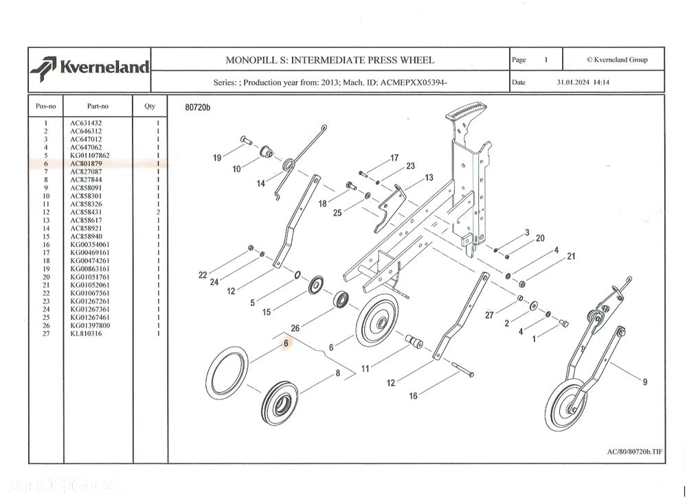 Siewnik Kverneland Monopill S do buraków. Oponki: rolki prowadzącej, rolki tylnej Monoflex i rolki środkowej - 12