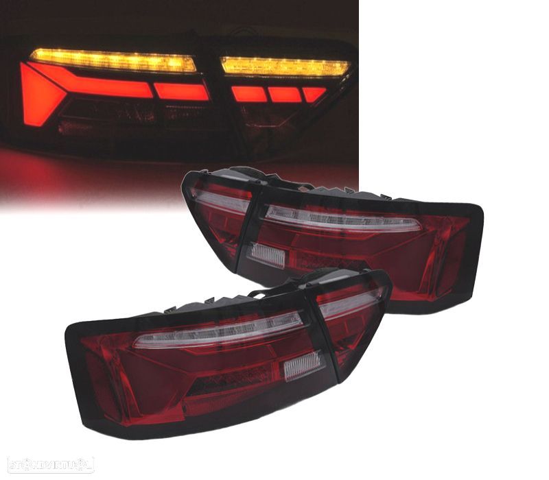 FAROLINS AUDI A5 11-16 LED VERMELHO FUMADOS - 1