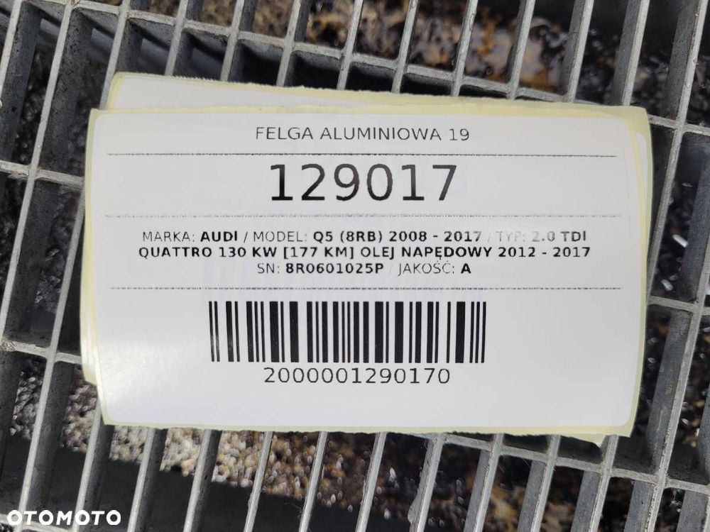 FELGA ALUMINIOWA 19 AUDI Q5 8RB 8JX19H2 ET27 5x112 8R0601025P - 12
