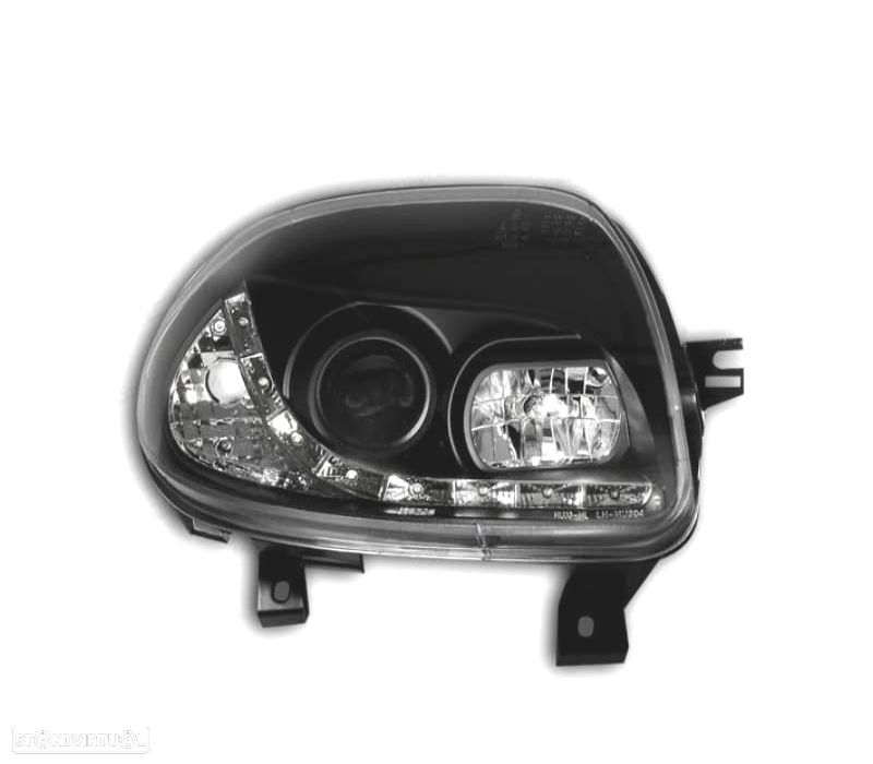 FARÓIS LED LUZ DIURNA PARA RENAULT CLIO 2. FUNDO PRETO - 3