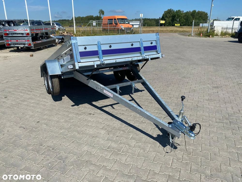 Niewiadów DOSTAWA! Przyczepa wym. 304x150x35, BD7530UT dwuosiowa UCHYLNA! Spawana rama! Wzmocniona tylna burta, sprężyny gazowe! MOCNA - 18