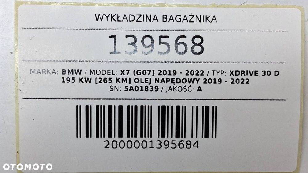 WYKŁADZINA BAGAŻNIKA PODŁOGA DYWAN BMW X7 G07 5A01839 - 6