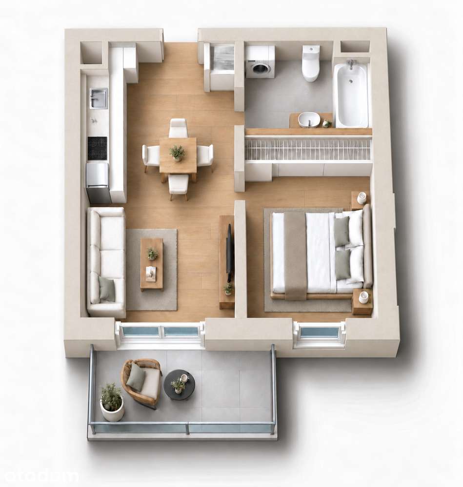 Apartament me 2 dhoma, 32 m²