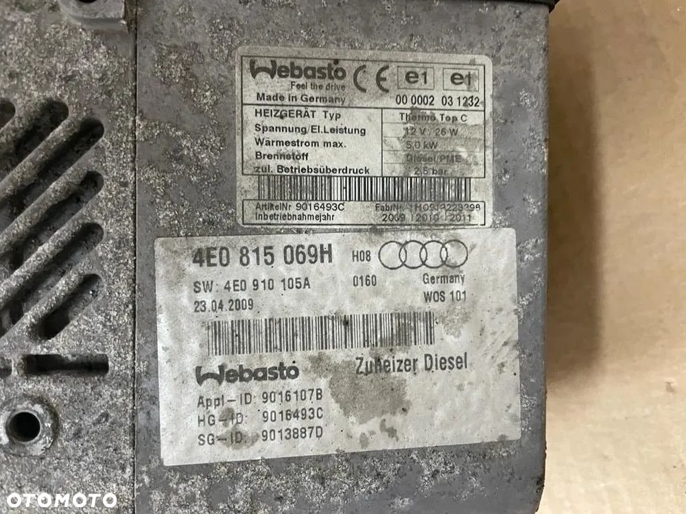 AUDI A8 D3 3.0 TDI WEBASTO DIESEL 4E0815069H - 4