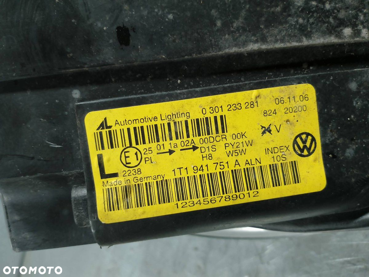 LAMPA PRZÓD LEWA XENON VW TOURAN I LIFT 1T1941751A  0301233281 1.4 TFSI - 7