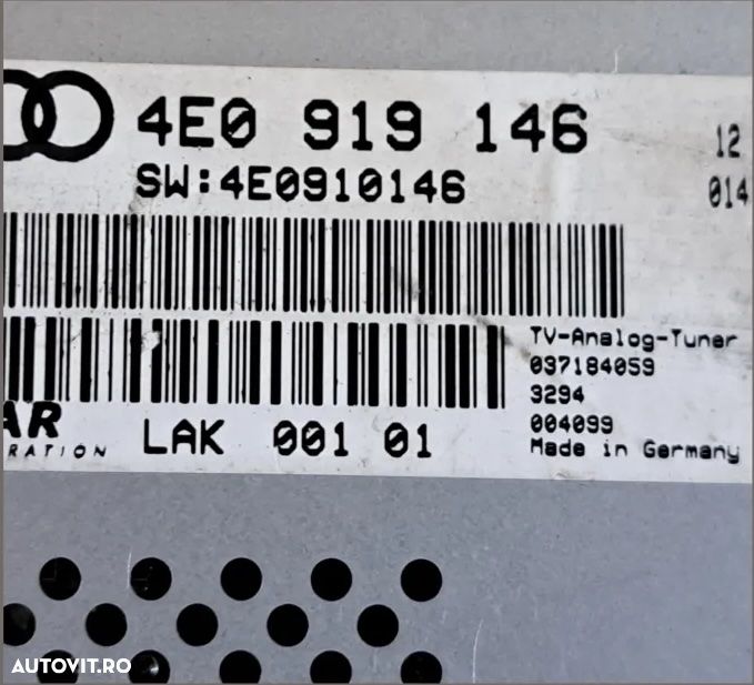 Modul TV tuner Audio Radio Audi A8 D3 ( 4E2, 4E8 ) A6 C6 2002-2003-2004-2005-2006-207-2008-2009-2010 - 4