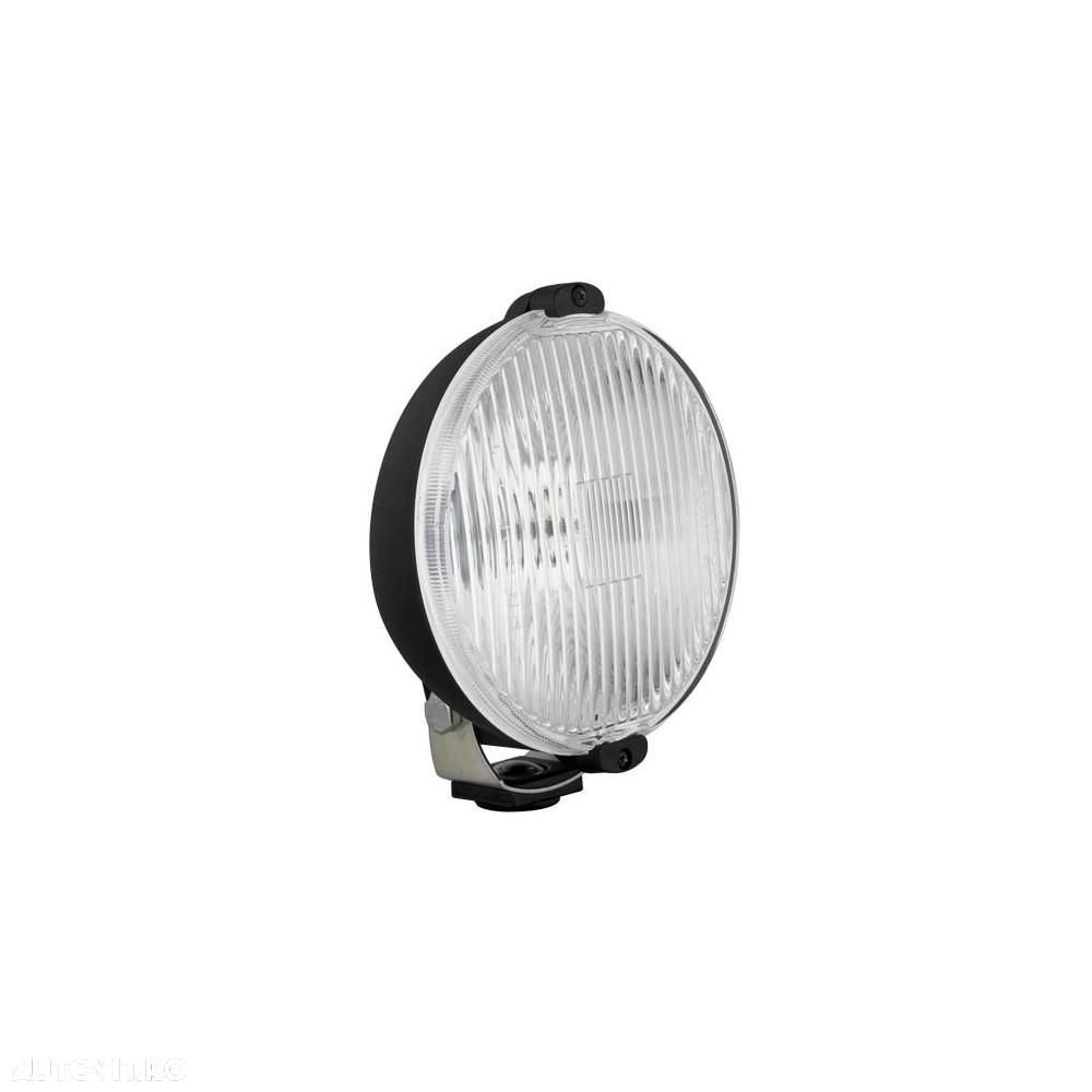 Proiector auto Wesem 12/24V bec H3, 152x81mm rotund, sticla alba si carcasa neagra, cu lumina de drum , 1 buc.