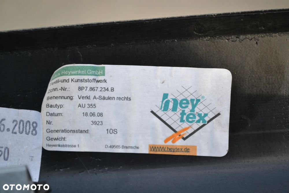 AUDI A3 8P CABRIO S-LINE OSŁONA SŁUPKA A PRAWA 8P7867234B - 4