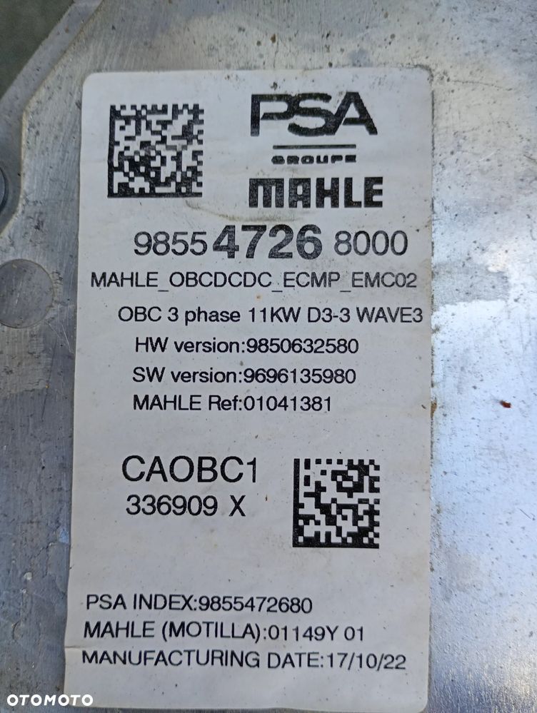 FALOWNIK KONWERTER PRZETWORNICA E-BERLINGO E-C4 MOKKA-E E-2008 E-RIFTER  9855472680 - 3