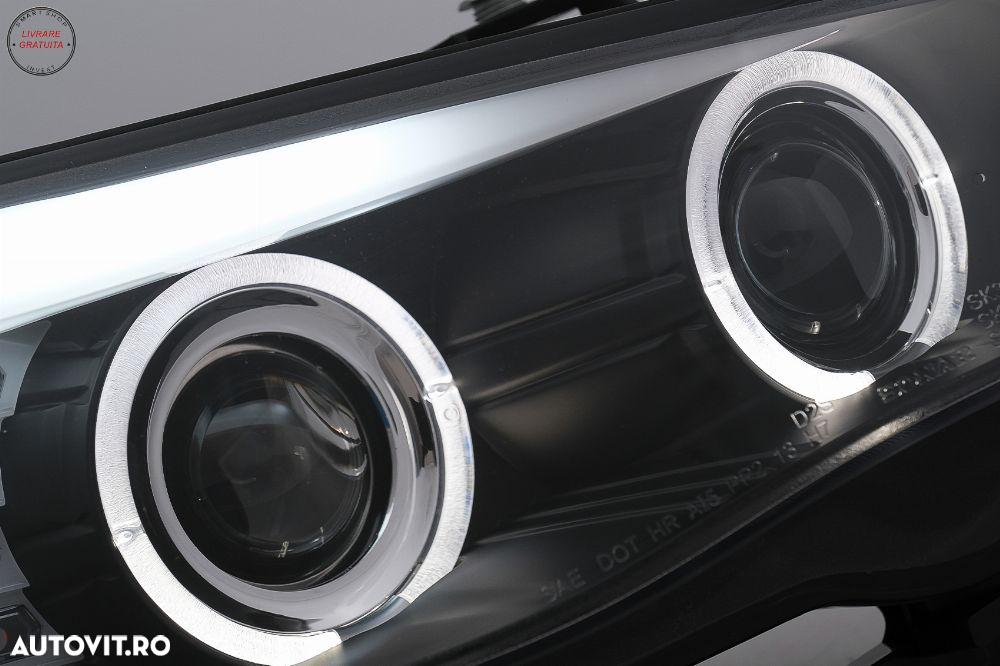 Faruri LED Angel Eyes BMW Seria 5 E60 E61 (2003-2007) LCI Design Negru- livrare gratuita - 4