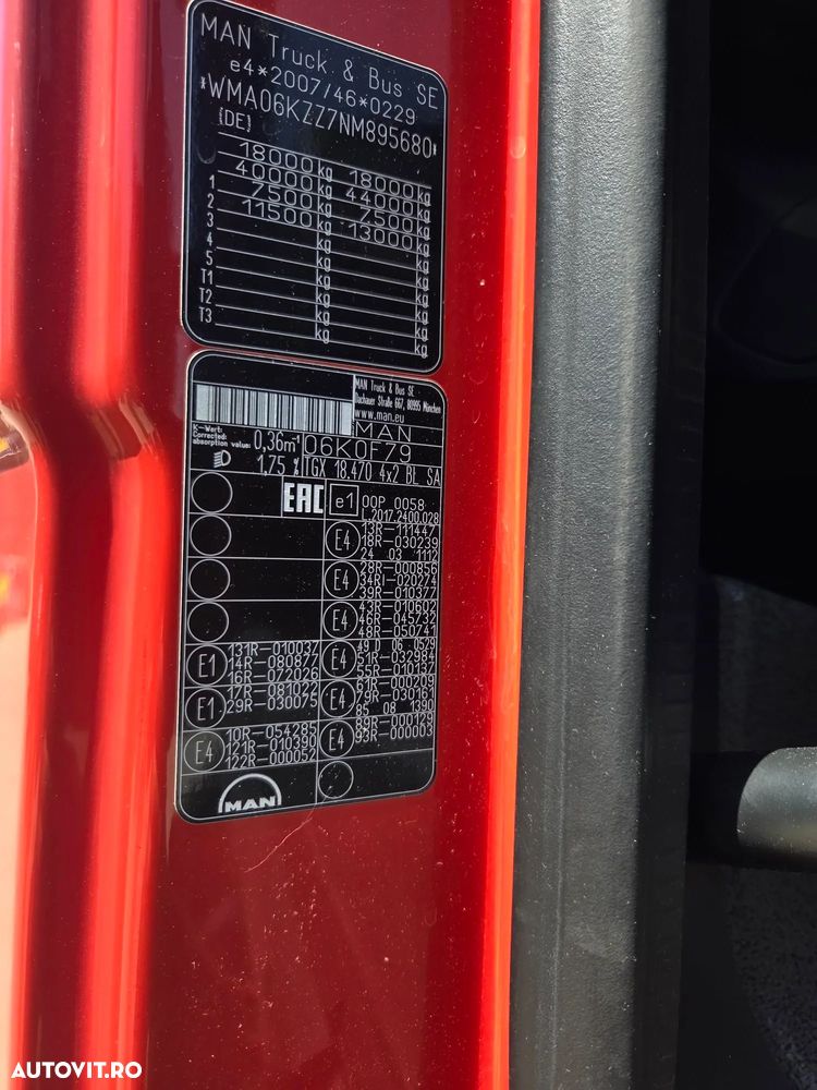 MAN TGX 18.470 4x2, 2021, 391.680km, cutie AUTOMATA+INTARDER 6 trepte, KIT BASCULARE, Aer cond STATIONARE, FRIGIDER, jante Aluminiu, Anv 90% ok, rez motorina 600l aluminiu, rulat in GERMANIA, Carte Idenitate RAR, posibil leasing 4 ani-PROMOTIE 41.900 EUR - 22