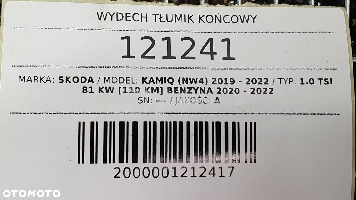WYDECH TŁUMIK KOŃCOWY ŚRODKOWY SKODA KAMIQ 1.0 TSI 2Q0253611S 2Q0253211AF - 7