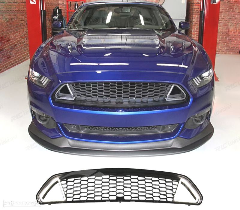 GRELHA FRONTAL SUPERIOR LUZ LED DRL FORD MUSTANG 15-17 LOOK IKON - 1
