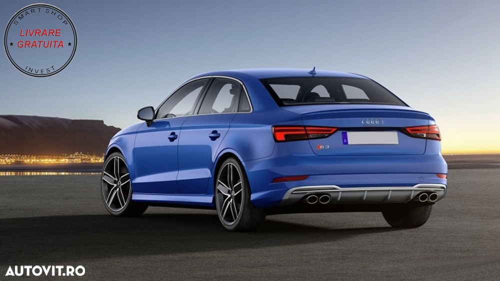 Difuzor Bara Spate cu Ornamente toba Audi A3 8V Facelift Sedan Convertible (2016-2- livrare gratuita - 19