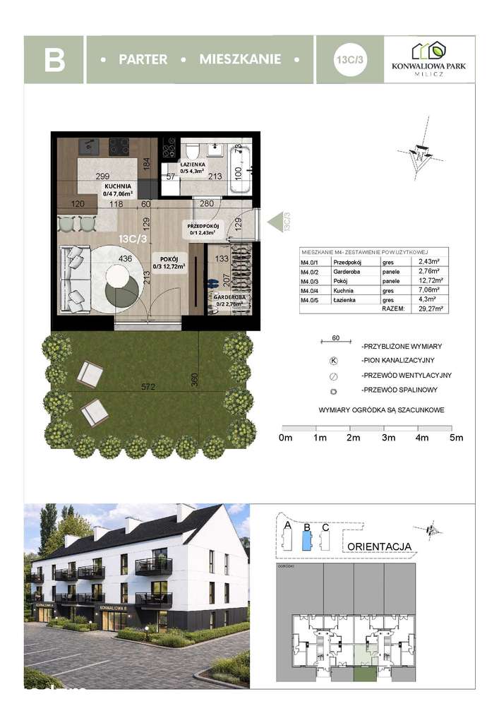 Nowe mieszkanie z ogródkiem 22 m2 w budynku B - Pełny obrazek: 2/4