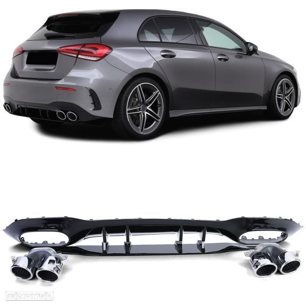 Difusor com Ponteiras Mercedes A W177 (2018 em diante) Look A45 AMG - 1