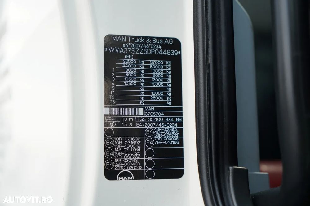 MAN TGS 35.400 / 8X4 / BASCUNĂ CU 2 LATE / HIDROBORTA / BORDMATIC / AUTOMAT / EURO 5 EEV - 39