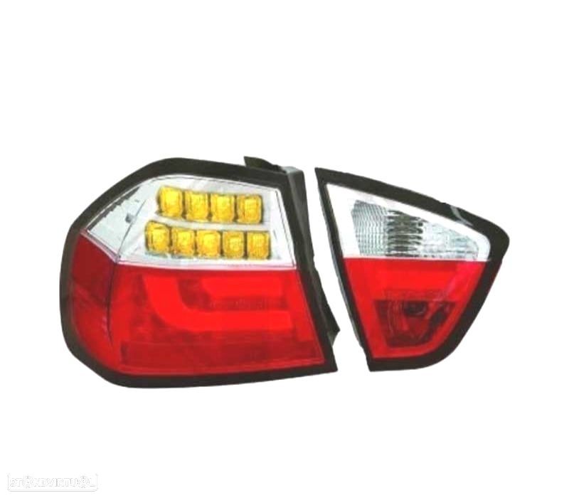PILOTOS BMW E90 05-08 LED VERMELHO CROMADO - 2