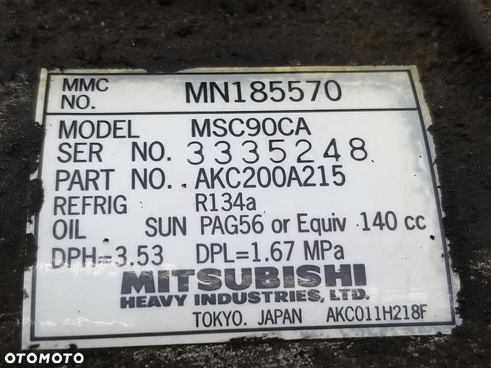 Sprężarka klimatyzacji Mitsubishi Lancer VII 1.6B 96KM 2003-2011 MN185570 - 6