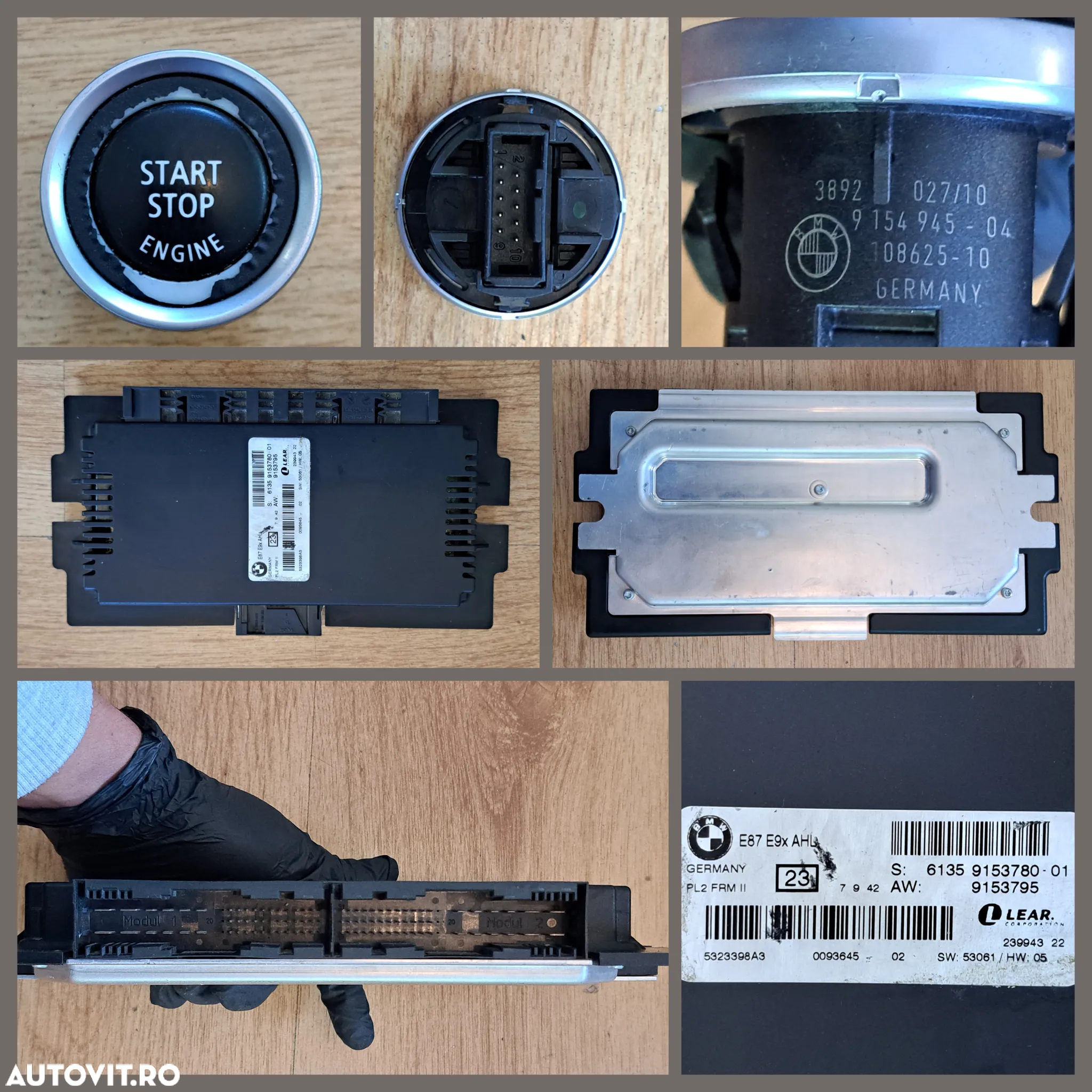 BMW seria 3 E90 volan sport pachet M SZL panou butoane geamuri oglinzi electrice butoane control clima Set Kit Pornire senzor ploaie condens buton start stop modul FRM II - 8