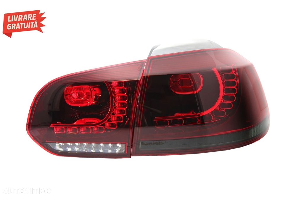 Stopuri Full LED VW Golf 6 VI (2008-2013) R20 Design Rosu Fumuriu cu Semnal Dinami- livrare gratuita - 8